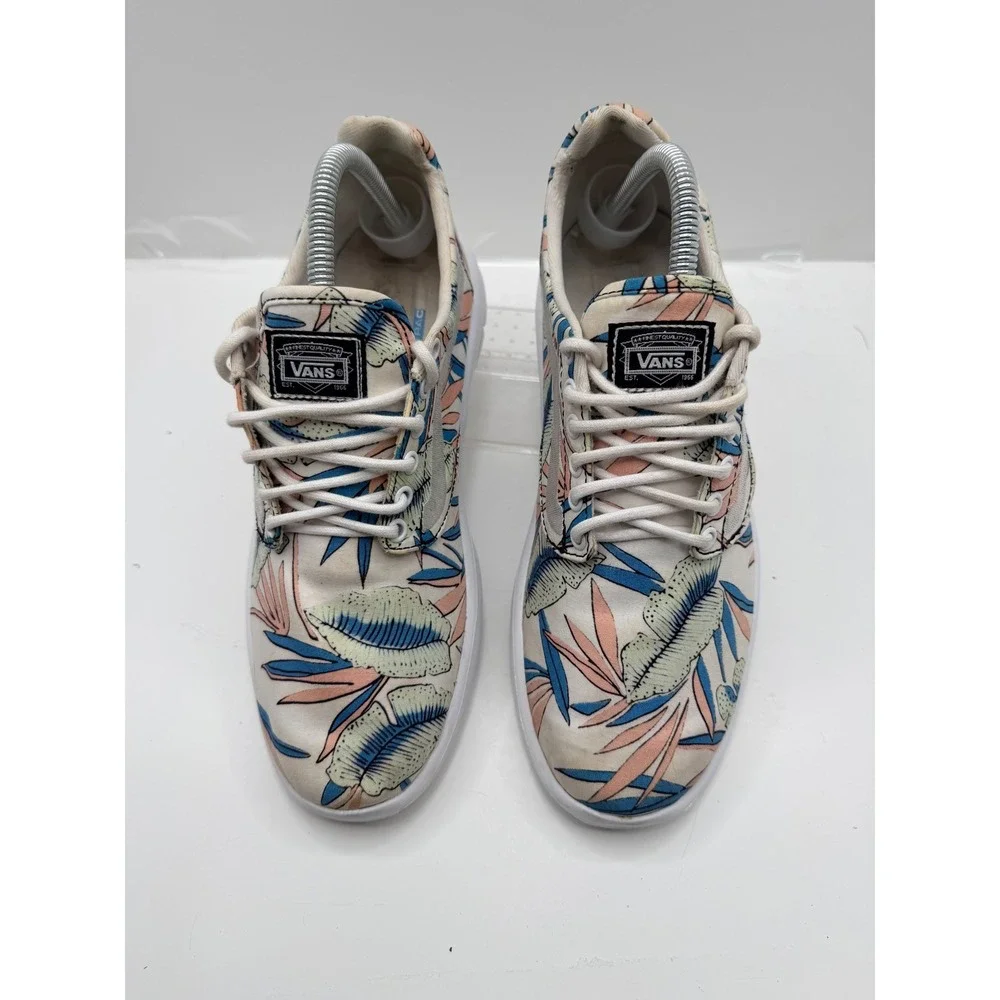 Vans Floral Tropical Low Top Sneakers Women's Size 10 Canvas Lace Up Shoes